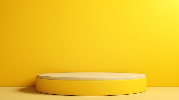 Minimalist room with a stage in yellow colors modern and futuristic background for product