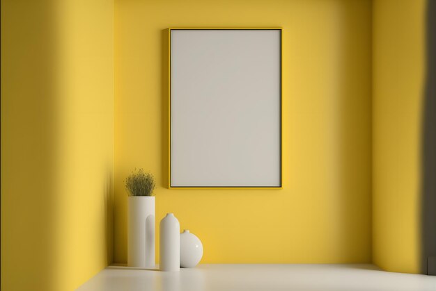 Photo minimalist room with a wall blank frame photo