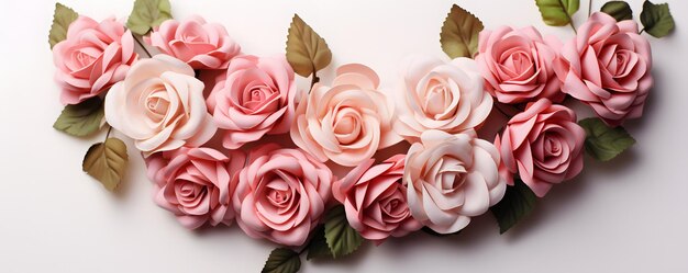 Minimalist Rose Wreath on White Background