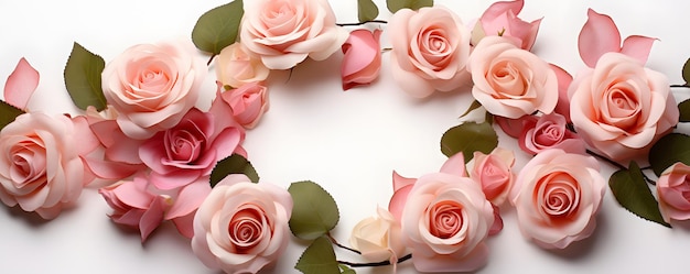 Minimalist Rose Wreath on White Background