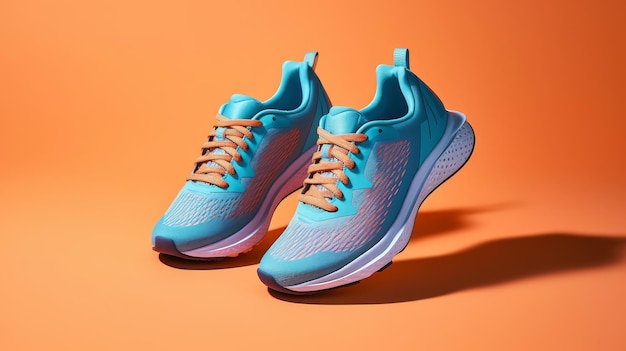 Minimalist Running Shoes On Solid Color Background