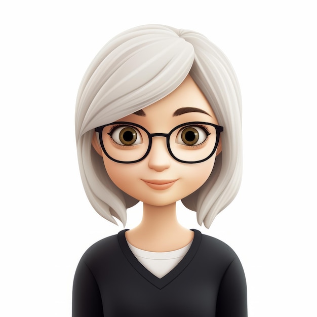 Photo minimalist sarah emoji cute avatar in glasses with clever wit