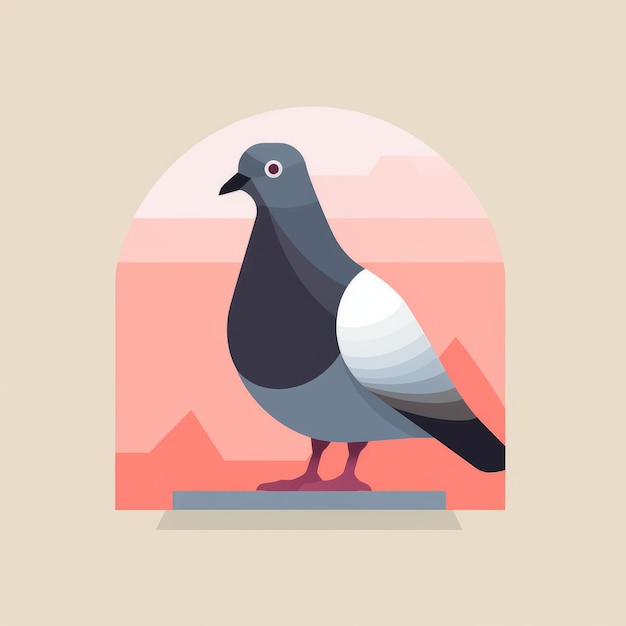 Minimalist Scandinavian Art Pigeon Silhouette Vector Illustration