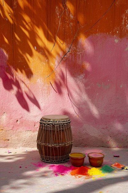 Photo a minimalist scene depicting the holi festival