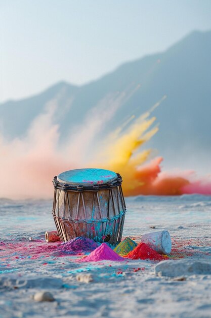 Photo a minimalist scene depicting the holi festival