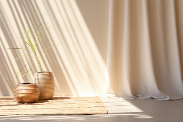 A minimalist scene of a zen gentle light background in a summer season The midday sun