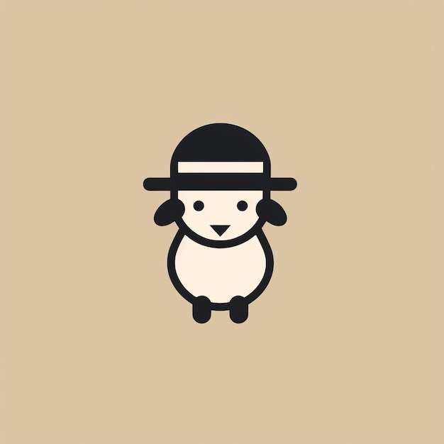 写真 ミニマリストの羊の帽子のロゴ 可愛くて共感的なデザイン