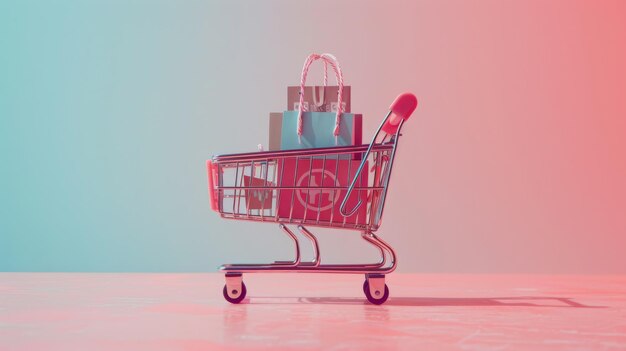 Minimalist shopping cart with a plus sign for retail growth