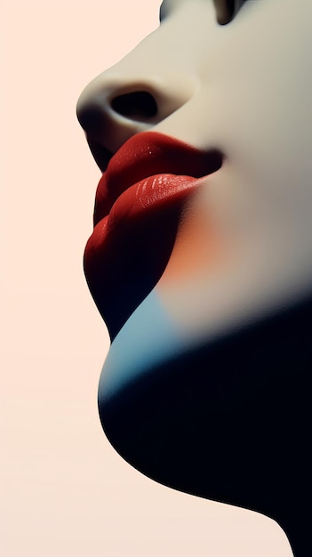 Minimalist silhouette of female lips Generative AI