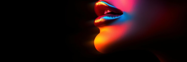 Minimalist silhouette of female lips Generative AI