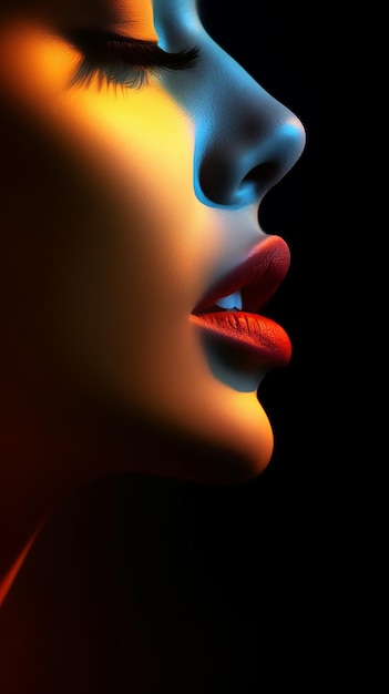 Minimalist silhouette of female lips Generative AI