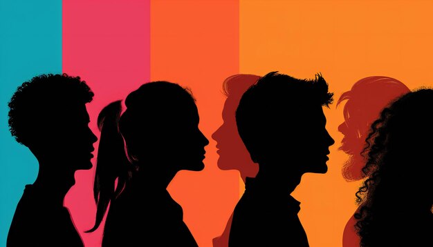 Photo minimalist silhouette profile view different women