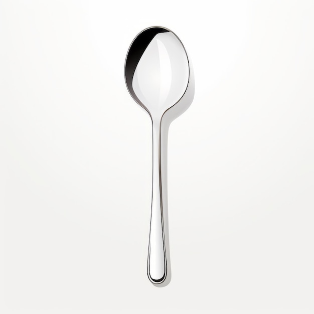 Minimalist Silver Spoon Vector Art On White Background