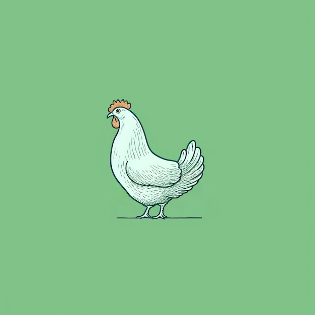 Minimalist Sketch Of Chicken Before A Cloud In 8k Best Quality
