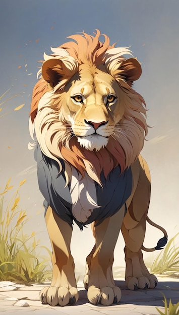 Минималистский эскиз простого дизайна мужского льва