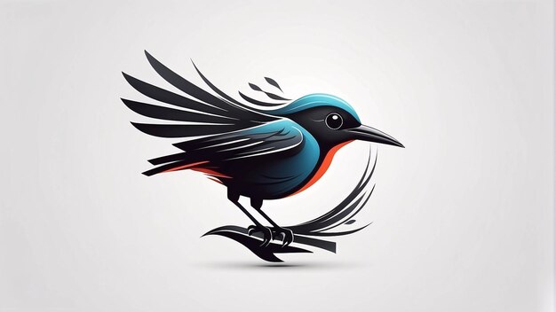 Photo minimalist sleek and simple bird illustration logo design idea