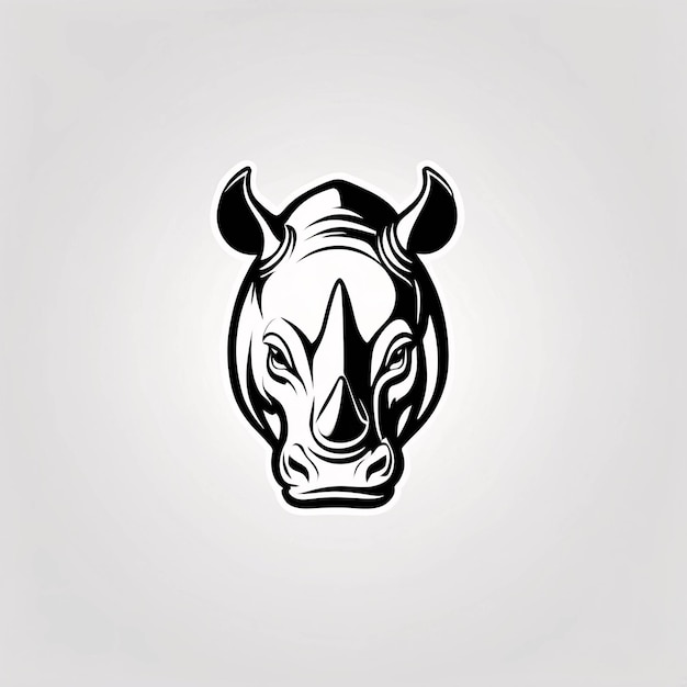 Photo minimalist sleek and simple black and white head rhinoceros line art illustration logo design idea