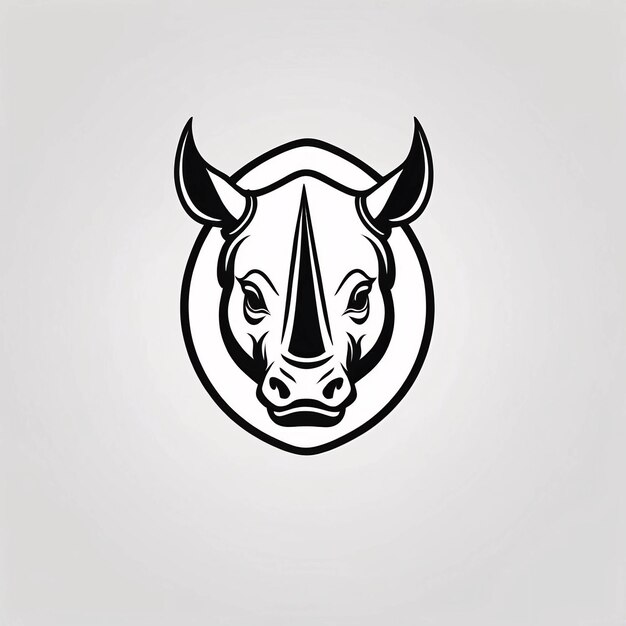 Photo minimalist sleek and simple black and white head rhinoceros line art illustration logo design idea