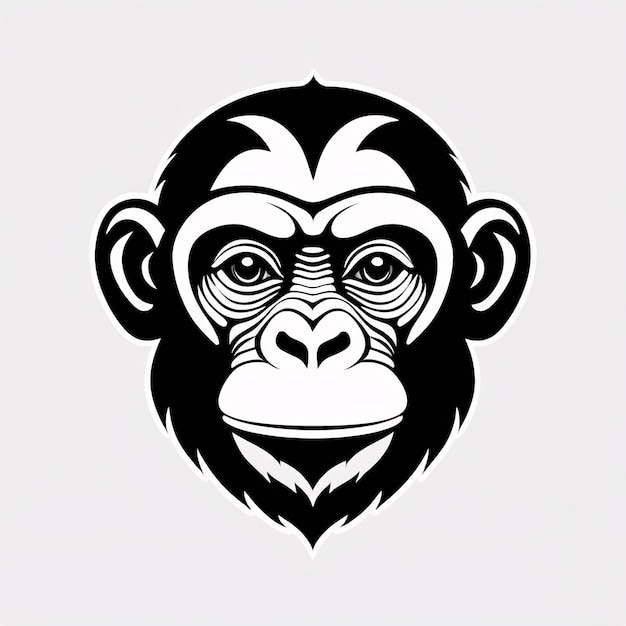 Photo minimalist sleek and simple black and white monkey chimpanzee logo idea illustration