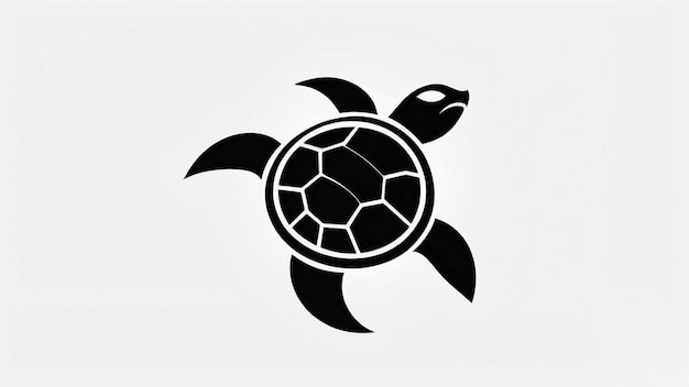Minimalist Sleek and Simple Black and White Trutle Line Art Illustration Logo Design Idea
