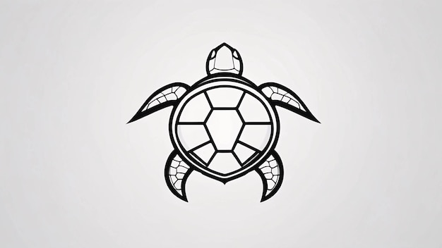 ミニマリスト 麗でシンプルな黒と白のトラトルラインアート イラスト ロゴデザインアイデア