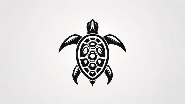 Minimalist Sleek and Simple Black and White Trutle Line Art Illustration Logo Design Idea