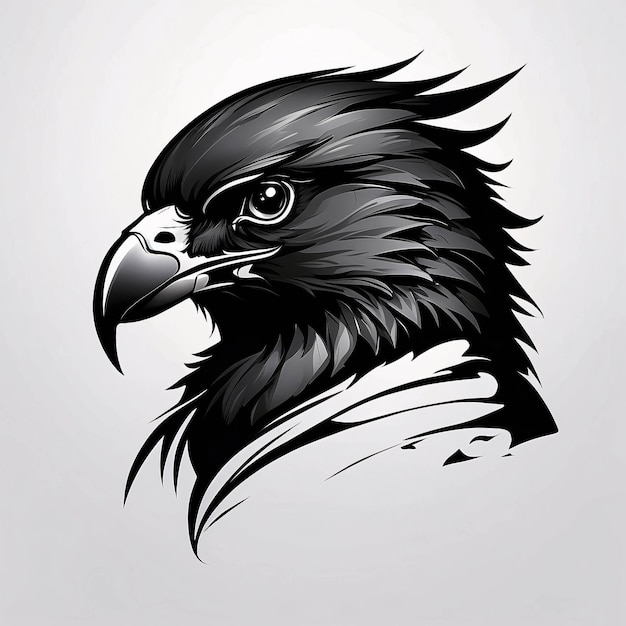 Minimalist Sleek and Simple Falcon Head Illustration Logo Design Idea