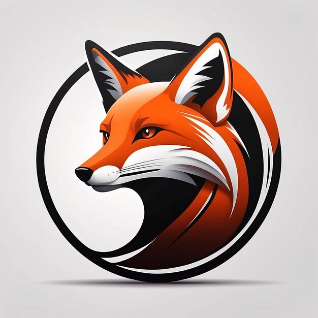 Photo minimalist sleek and simple fox head illustration logo design idea