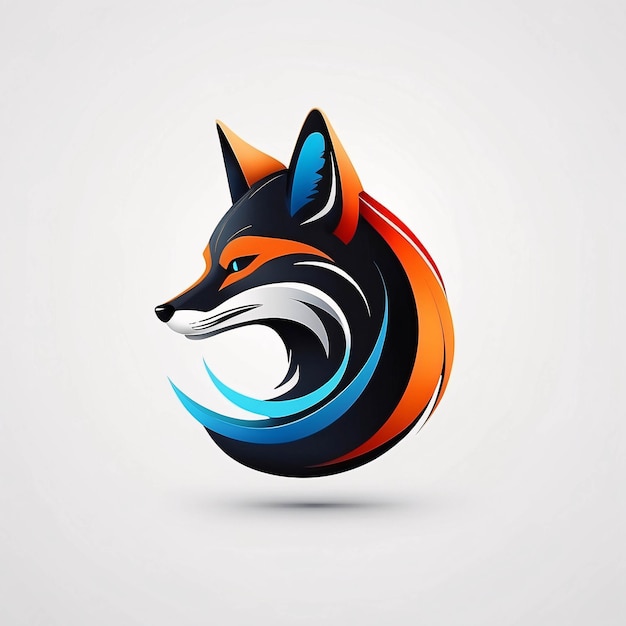 Photo minimalist sleek and simple fox head illustration logo design idea