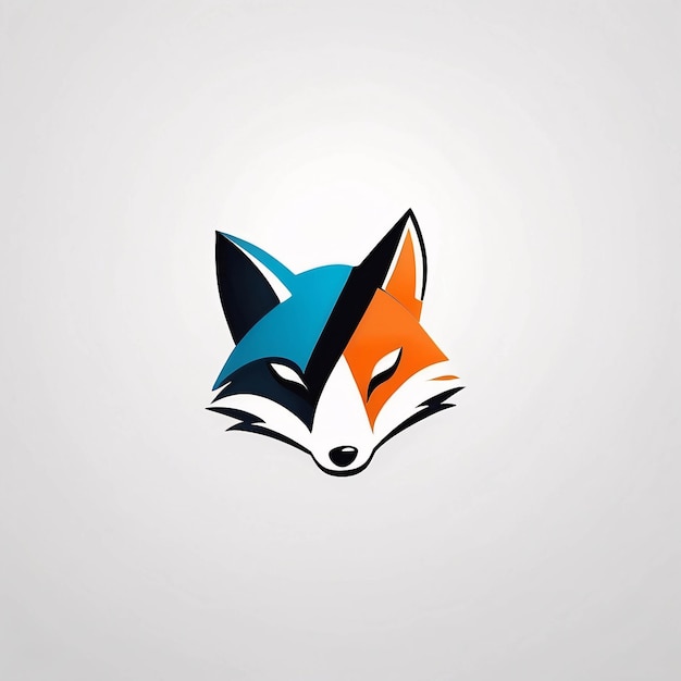 Photo minimalist sleek and simple fox head illustration logo design idea