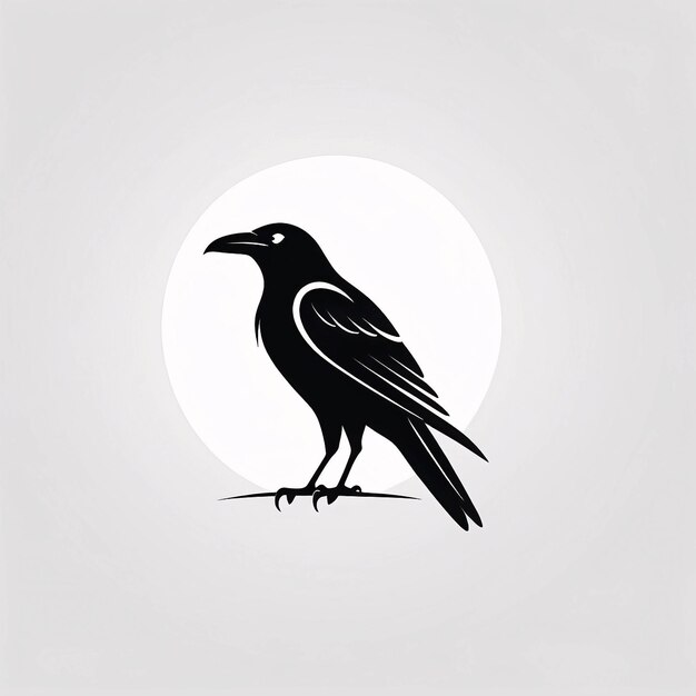 Photo minimalist sleek and simple raven crow illustration logo design idea