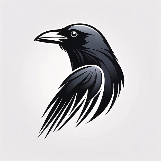 Photo minimalist sleek and simple raven crow illustration logo design idea