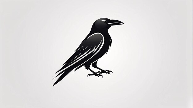 Photo minimalist sleek and simple raven crow illustration logo design idea