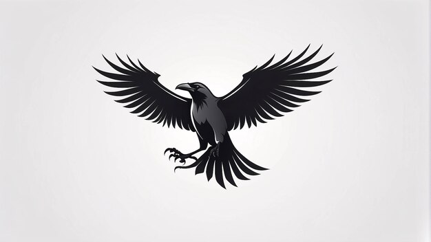 Foto minimalista elegante e semplice raven crow illustrazione logo design idea