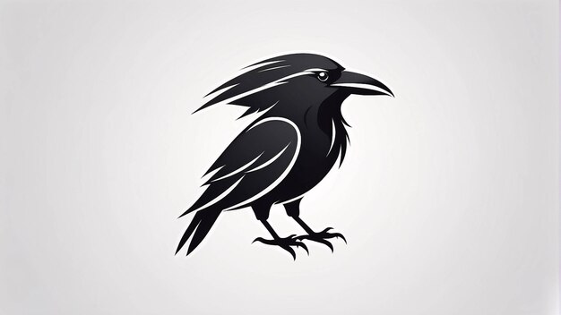 Photo minimalist sleek and simple raven crow illustration logo design idea