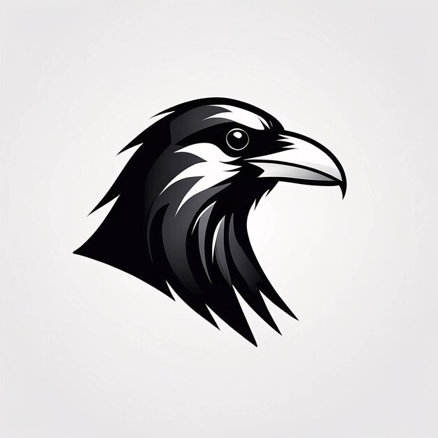 Foto minimalista elegante e semplice raven crow illustrazione logo design idea