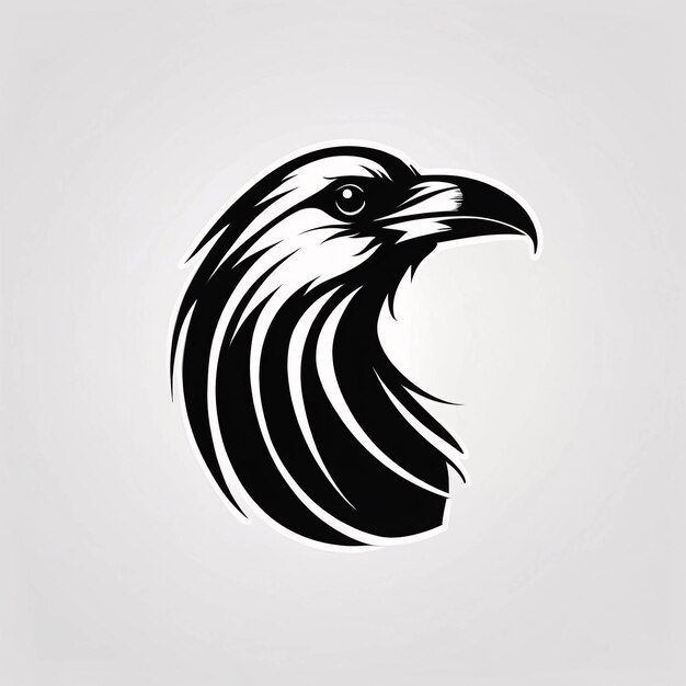 Photo minimalist sleek and simple raven crow illustration logo design idea