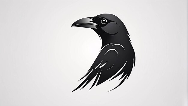 Photo minimalist sleek and simple raven crow illustration logo design idea