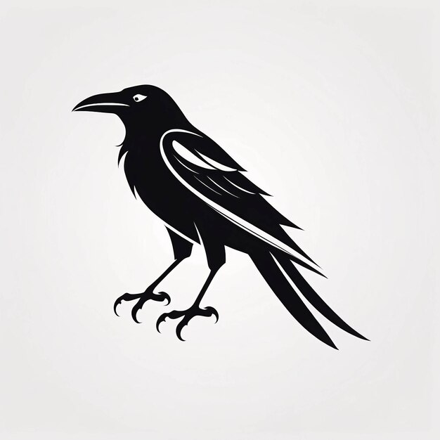 Photo minimalist sleek and simple raven crow illustration logo design idea