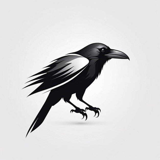 Foto minimalista elegante e semplice raven crow illustrazione logo design idea
