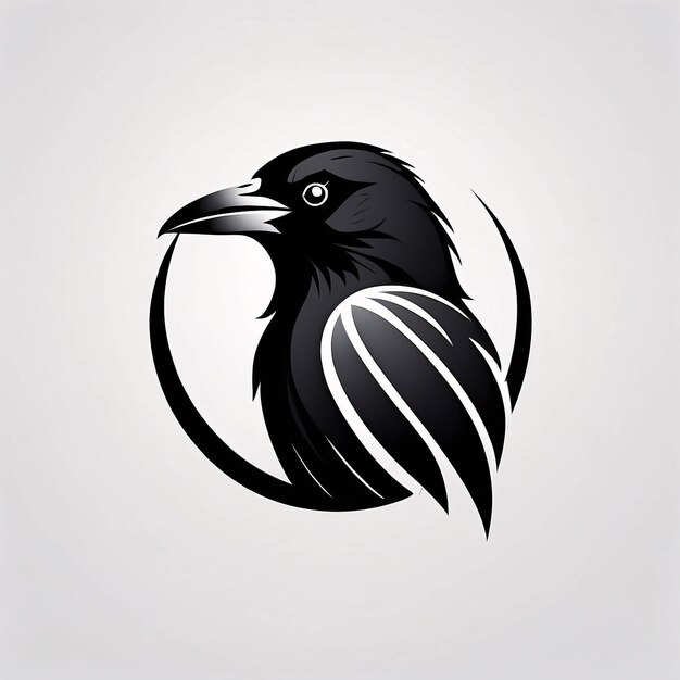 Minimalist Sleek and Simple Raven Crow Illustration Logo Design Idea