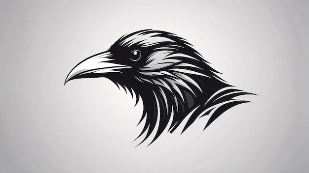 Photo minimalist sleek and simple raven crow illustration logo design idea