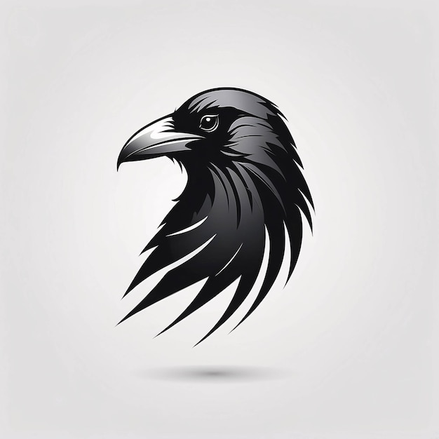 Photo minimalist sleek and simple raven crow illustration logo design idea