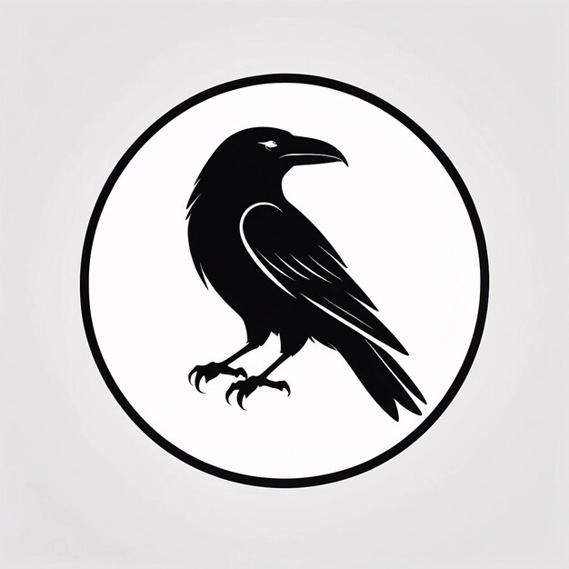 Foto minimalista elegante e semplice raven crow illustrazione logo design idea