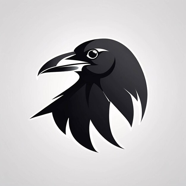 Photo minimalist sleek and simple raven crow illustration logo design idea