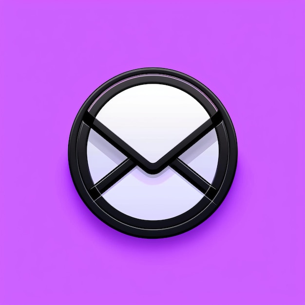 Minimalist Snail Mail Icon On Purple Background