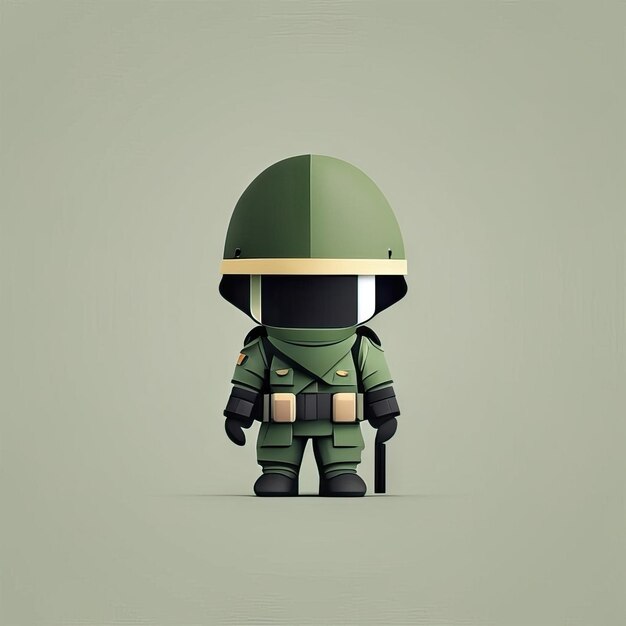 Minimalist soldier mascot illustration