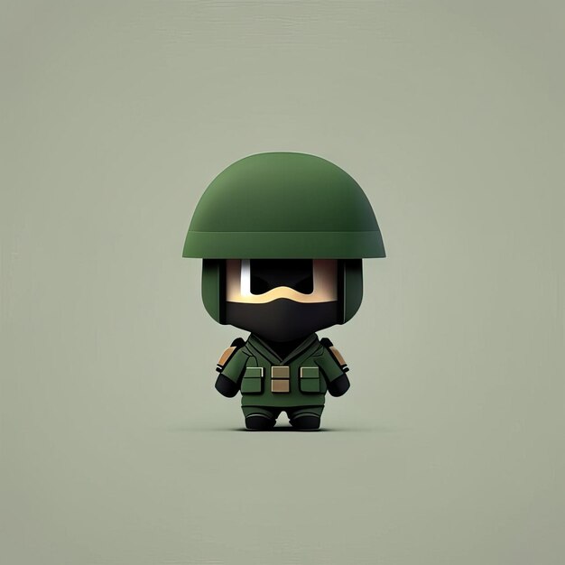 Minimalist soldier mascot illustration