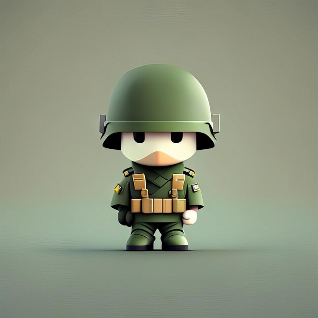 写真 ミニマリストの兵士マスコットイラスト