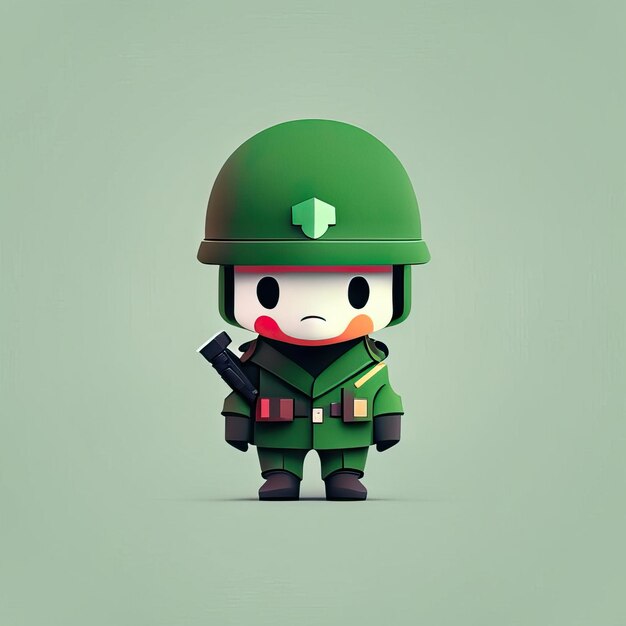 Minimalist soldier mascot illustration